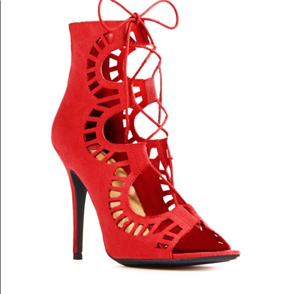 Just Fab VERNON red lace up booties